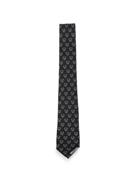 Ursuleț de pluș cravată Moschino de mătase negru