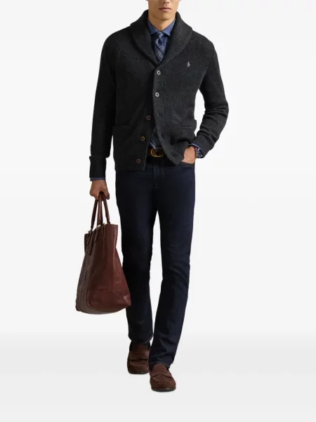 Dlouhá pruhovaná s límcem kšiltovka Polo Ralph Lauren modrá