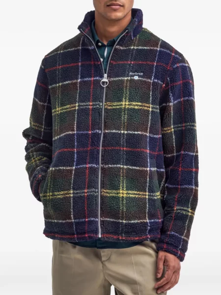Fleece καρό ζακέτα Barbour μπλε