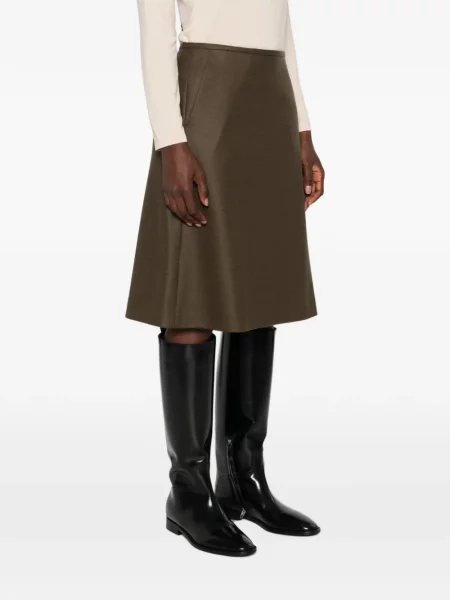 Fustă midi Jil Sander în linie A verde