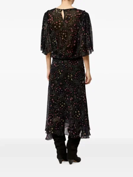 Rochie midi Marant Etoile cu model floral cu imagine negru