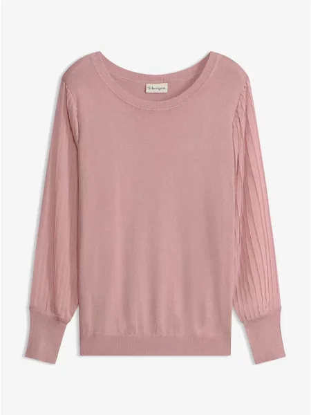 Sweter z cienkiej dzianiny z lejącej mieszanki różowy