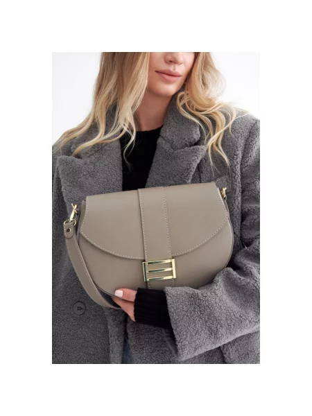 Сумка-седл шкіряна Estro сіра