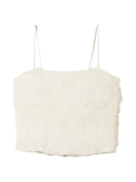 Топ Twinset с волани от тюл бяло