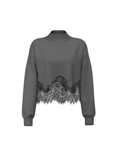 Sweter z golfem Guess wełniany szary