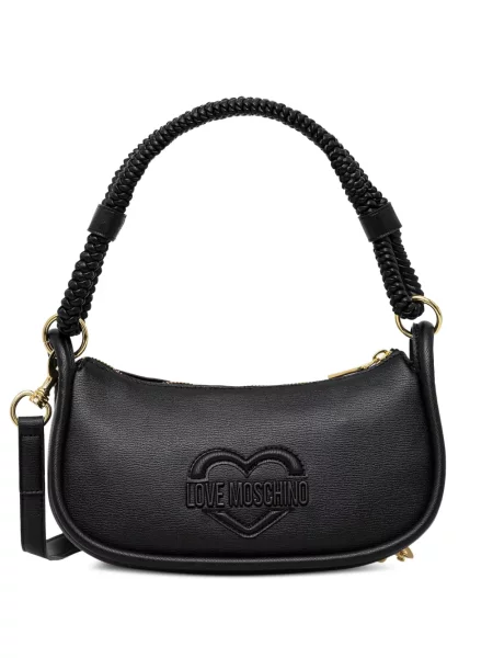 Torbica Love Moschino upletena s autogramom crna