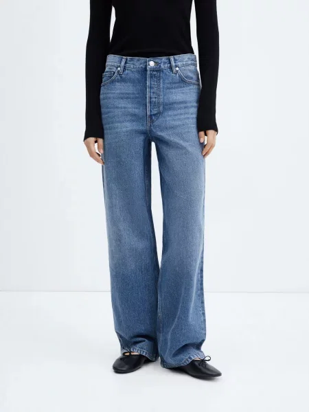 MANGO Широкі джинси синій