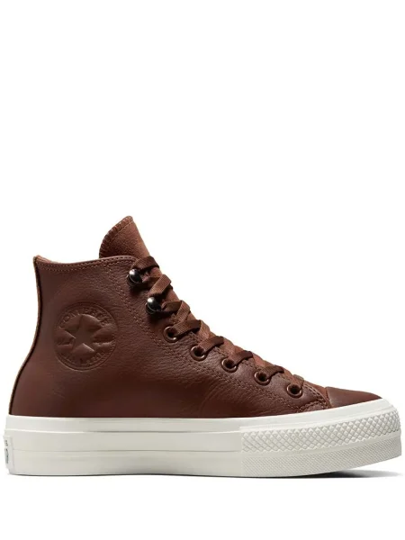 Кожени бягане маратонки Converse Chuck Taylor All Star на платформе бяло