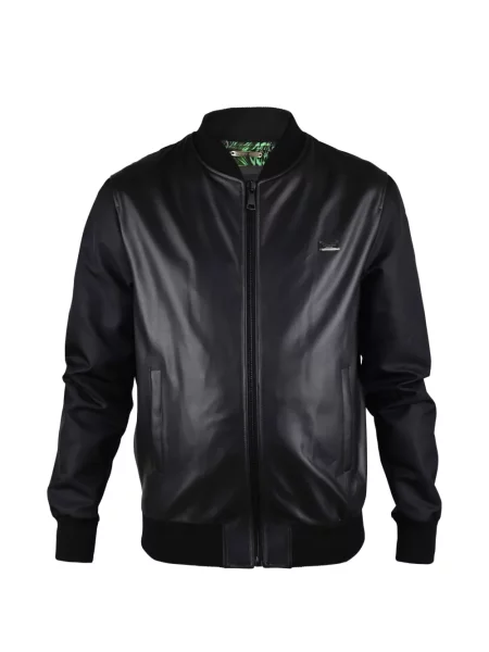 Geanta de piele Philipp Plein cu autograf negru