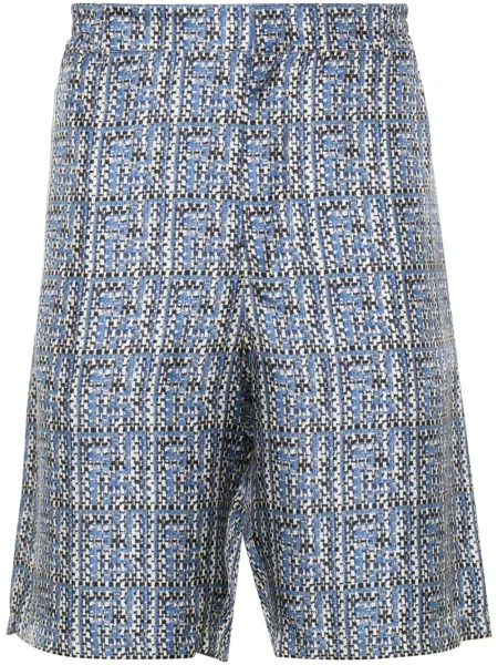 Pantaloni scurți Fendi de mătase cu imagine albastru
