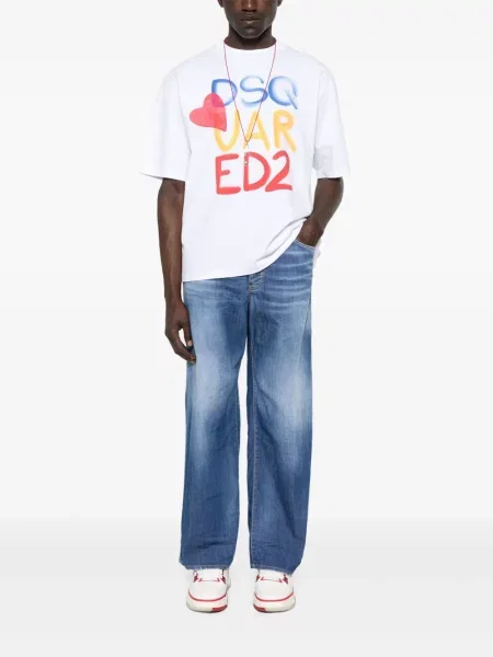 Blugi Dsquared2 cu broderie albastru