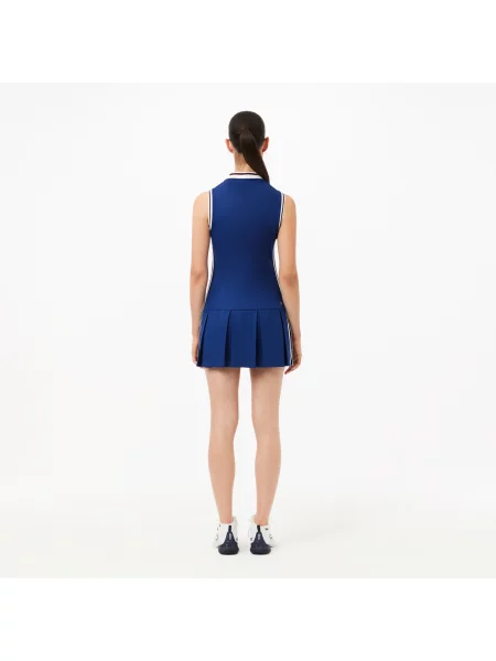 Lacoste Sukienka Z Dekoltem V Bez Rękawów Flare Fit granatowa