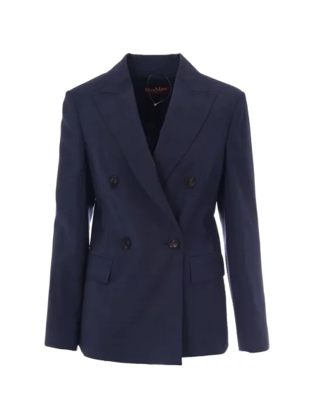 Sacou Max Mara de lână cu două rânduri de nasturi albastru