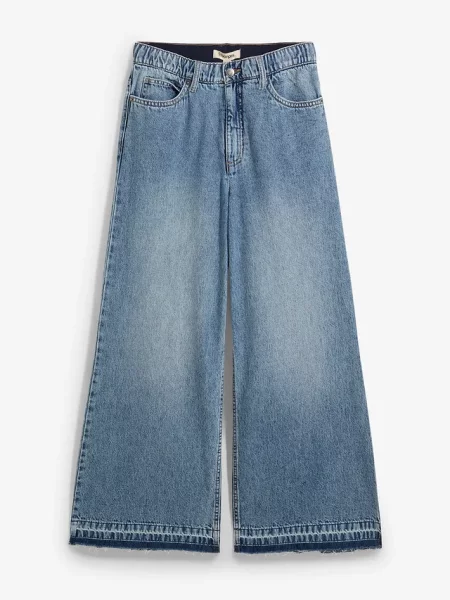 Dżinsy Wide Leg high waist cropped niebieskie