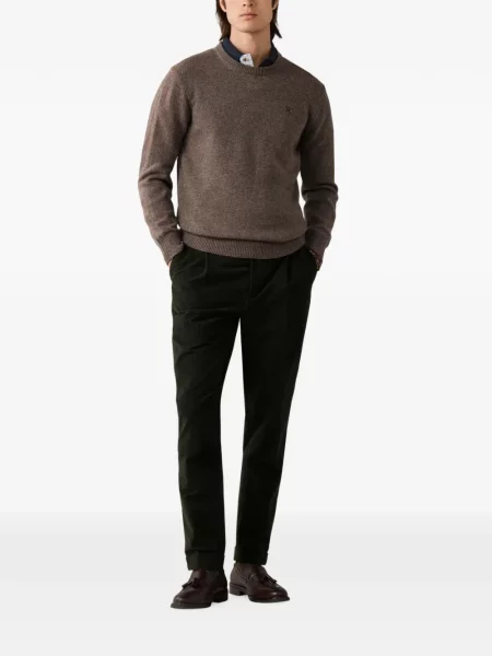 Pulover Hackett London cu decolteu rotund maro
