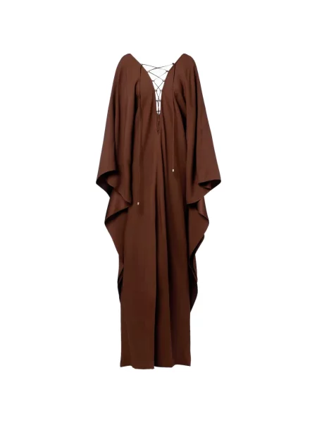 Rochie Taller Marmo cu șireturi din dantelă maro