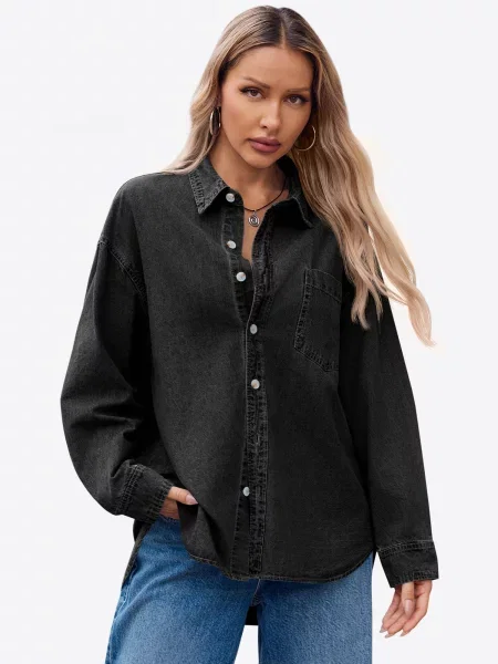 Imily Bela Bluză denim negru