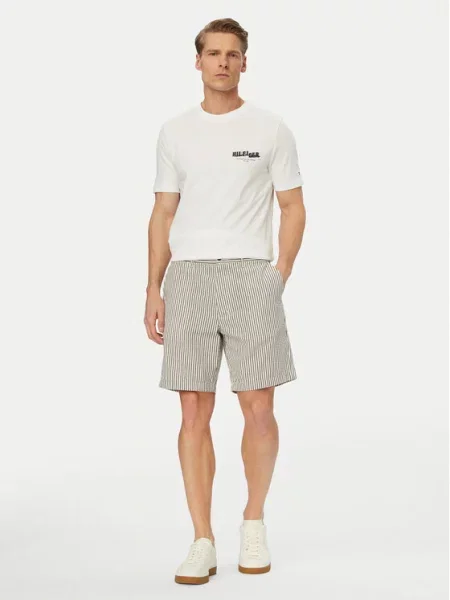Tommy Hilfiger Kratke hlače iz tkanine Dover Seersucker Svetlo bež