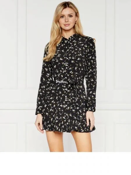 Tommy Jeans Rochie cu cordon FLORAL negru