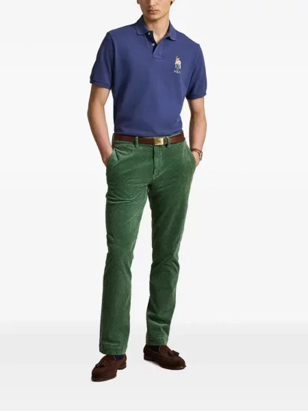 Копринена карирана шапка с козирки Polo Ralph Lauren с автограф синьо