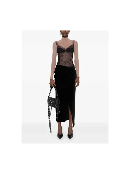 Lniany top Balenciaga czarny
