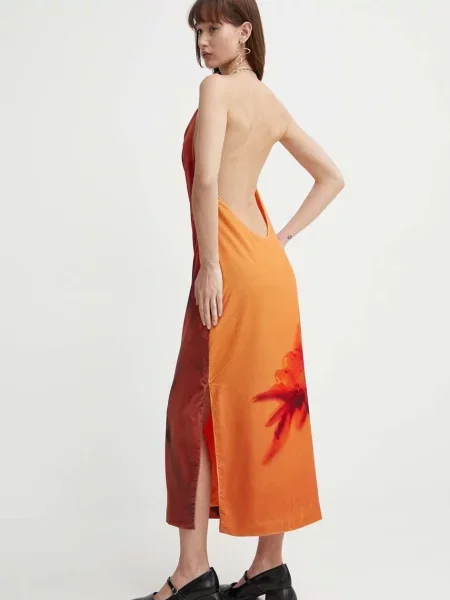 Stine Goya rochie midi drept portocaliu