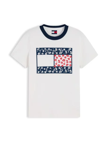 Tommy Jeans Tricou bleumarin / roșu alb