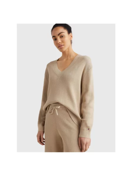 Dzianinowy sweter Tommy Hilfiger beżowy