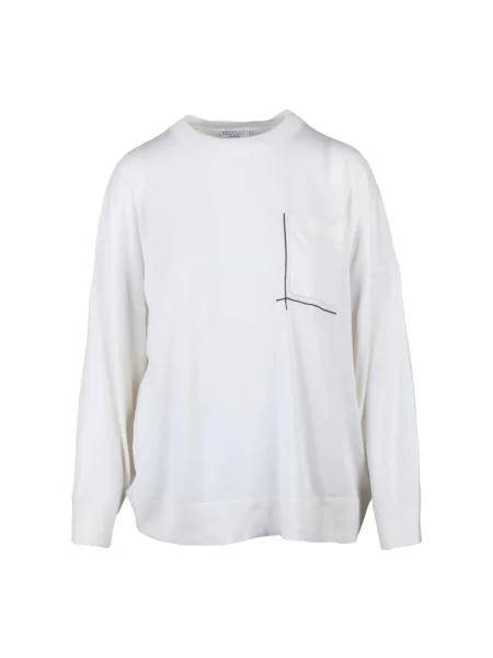 Sweter Brunello Cucinelli wełniany biały