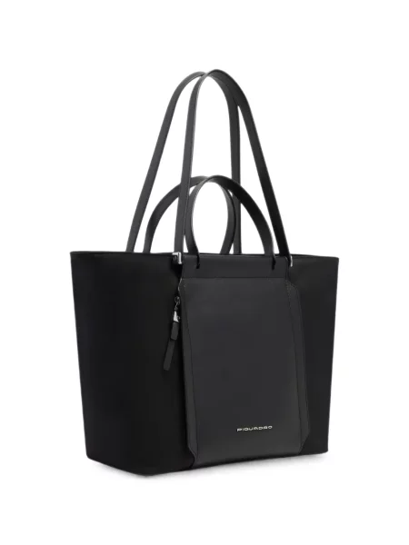 Shopper kabelka Piquadro s autogramem černá