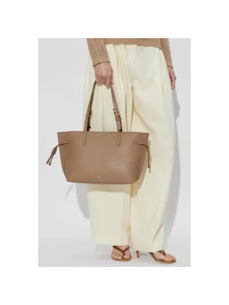 Shopperka Furla skórzana beżowa