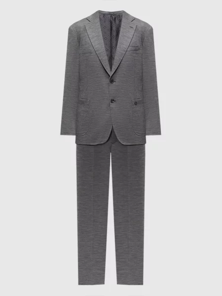 Шерстяной меланжевый костюмный костюм Stefano Ricci серый