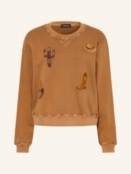 Grace Bluza Desert Z Ozdobnymi Koralikami braun brązowa