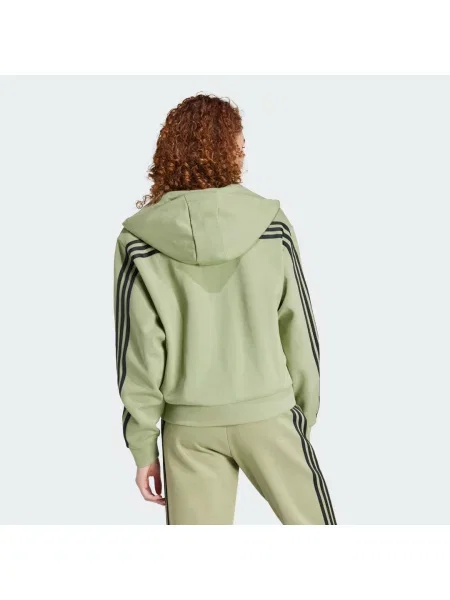 Pruhovaná mikina s kapucí Adidas zelená
