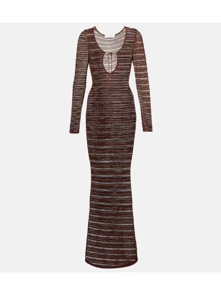 Rochie maxi Aya Muse tricotate de costum maro