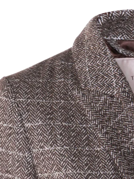 Palton Twinset cu model herringbone gri