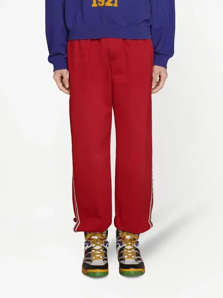 Pruhované kalhoty Gucci červené