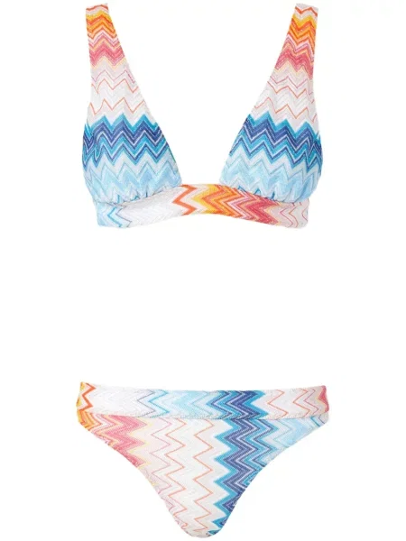 Dzianinowy stroj kąpielowy dwuczęściowy Missoni biały