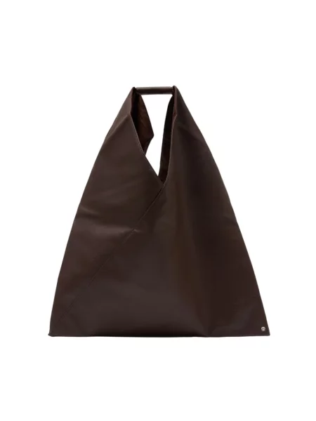 Lniana torebka Mm6 Maison Margiela klasyczna brązowa