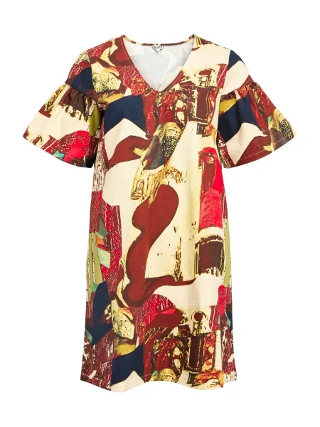 OBJECT Rochie nisipiu / albastru închis / verde pastel / carmin roșu