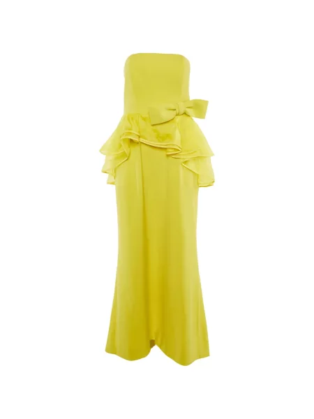Rochie maxi Paule Ka cu funde asimetrică galben