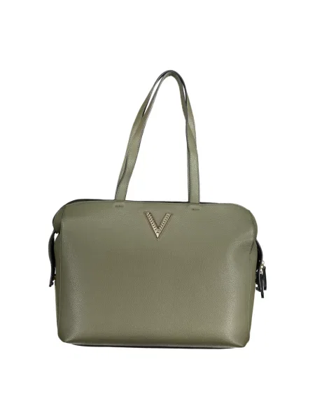 Lniana shopperka Valentino By Mario Valentino zielona