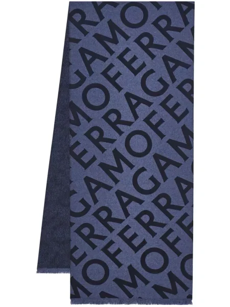 Fular Ferragamo cu autograf albastru