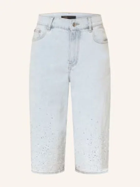 Maje Dżinsowe Bermudy Z Ozdobnymi Kamieniami blau