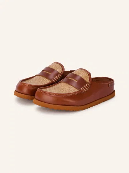 Birkenstock Mules Naples Wrapped Raffia koňaková / zlatá béžová
