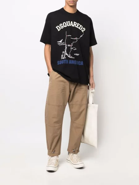 Raštuotas trumpas marškinėliai Dsquared2 juoda