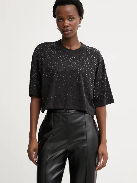 Guess majica za žene od pamuka crna