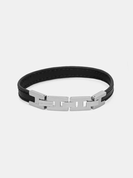 Kožna narukvica Trussardi T-LEATHER za muškarce crna