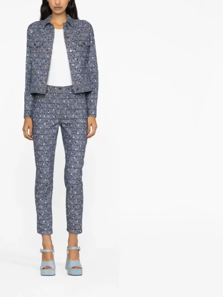 Raštuotos liesas skinny fit džinsai Moschino