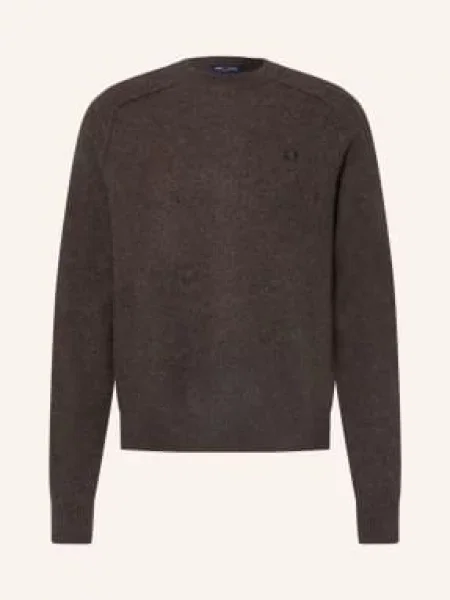 Fred Perry Svetry Z Merino Vlny tmavě hnědá